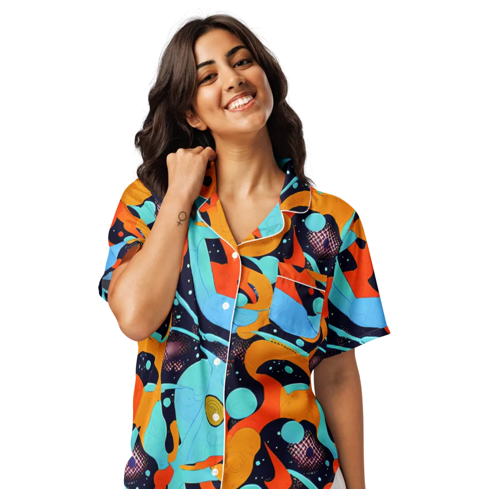 Deep Space Drip on Women's Short Sleeve Pajama Top — Front