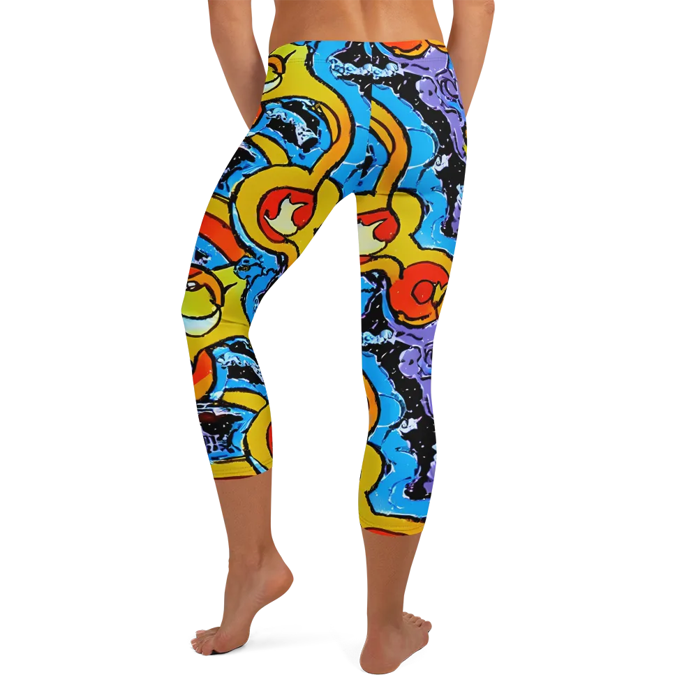 Electric Riddle on Capri Leggings — Back