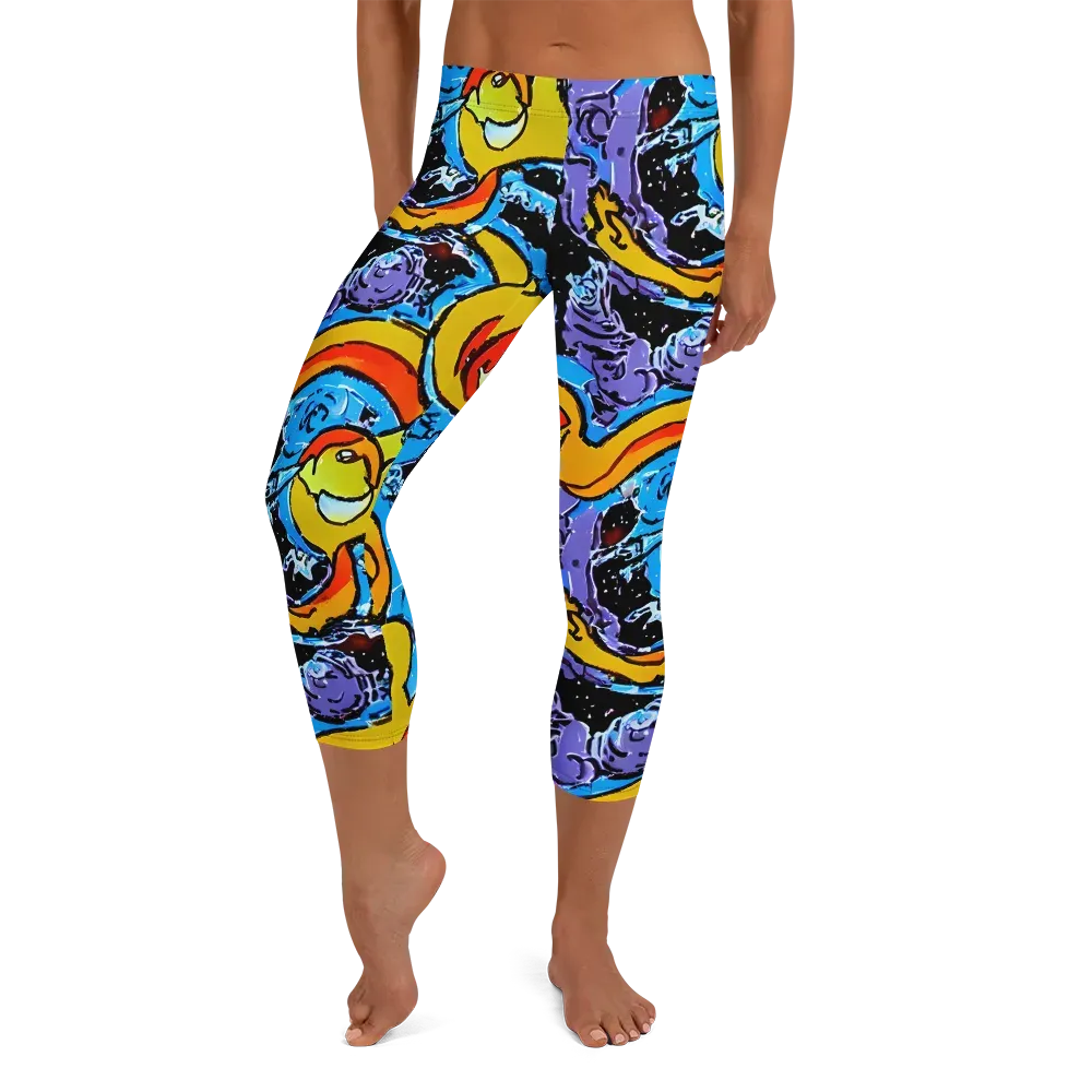 Electric Riddle on Capri Leggings — Front