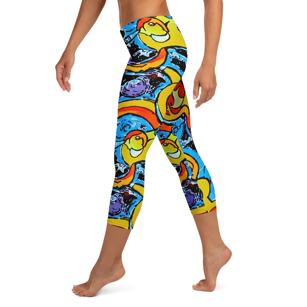 Electric Riddle on Capri Leggings — Left