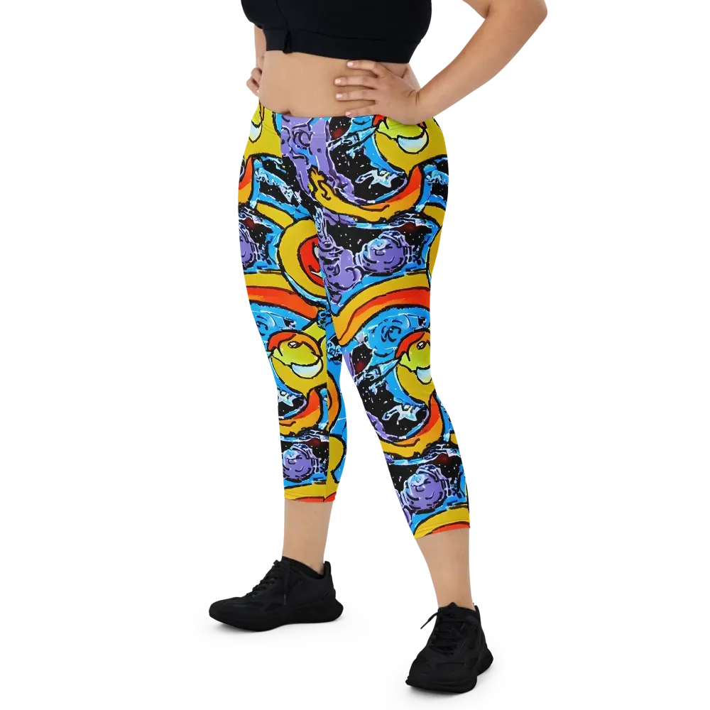 Electric Riddle on Capri Leggings — Front