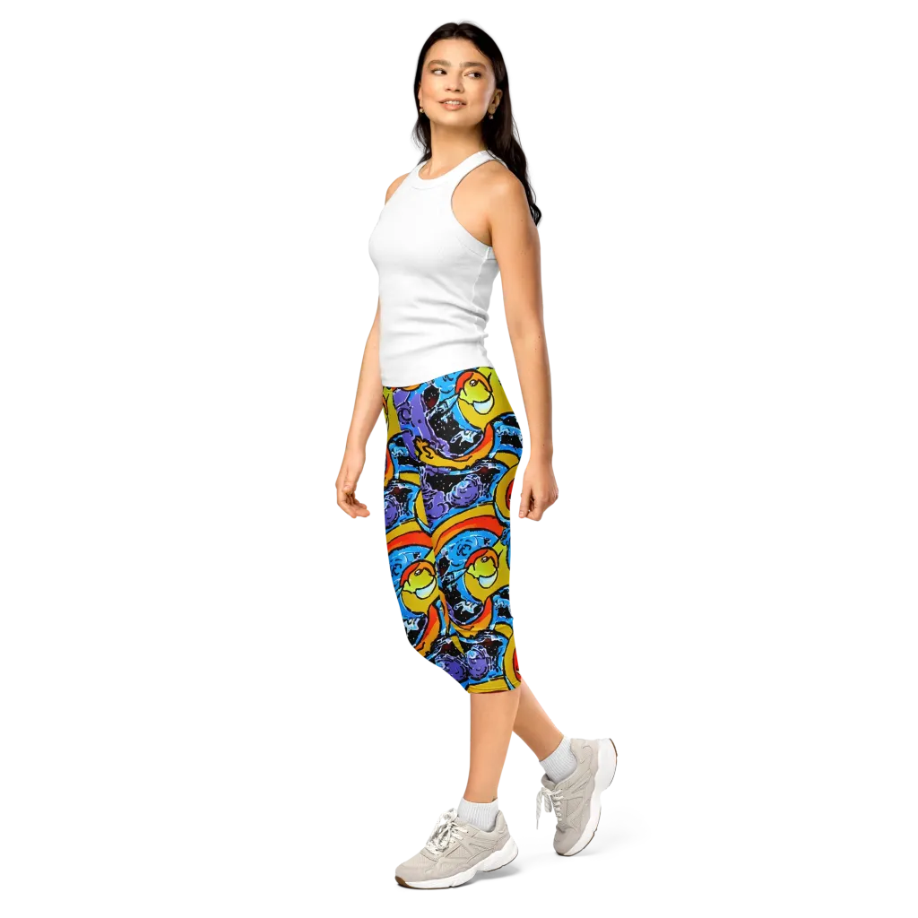 Electric Riddle on Capri Leggings — Left Front