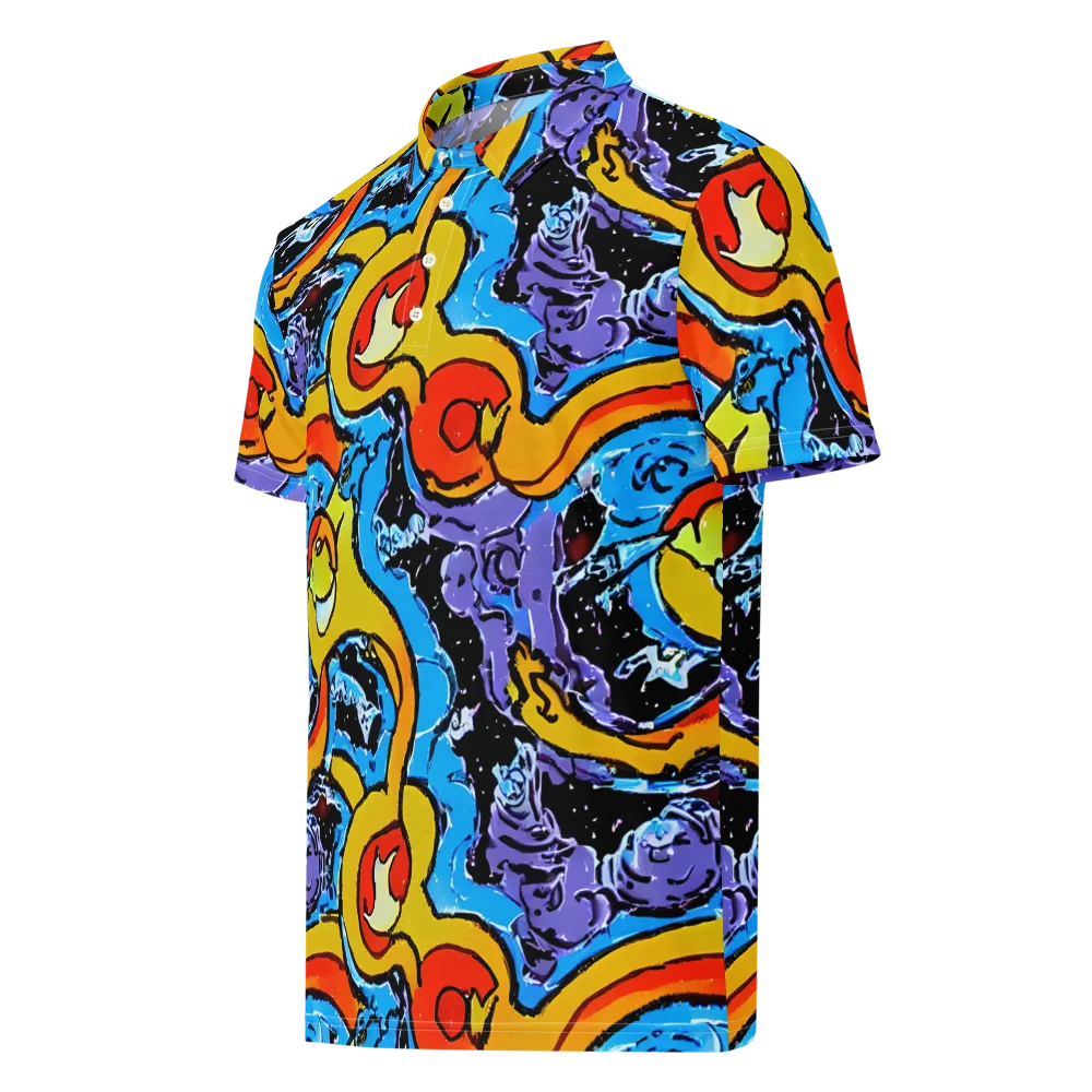 Electric Riddle on Men's Slim Fit Polo Shirt — Left Front