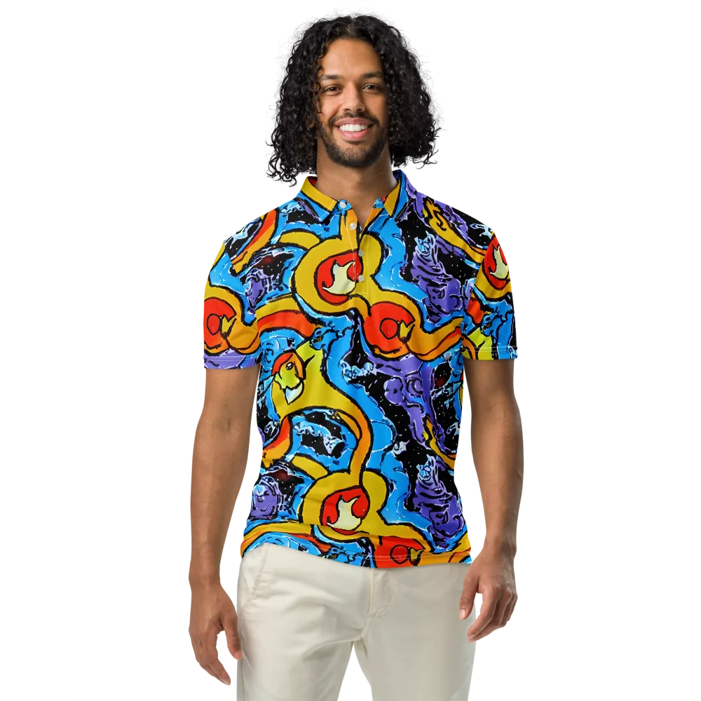 Electric Riddle on Men's Slim Fit Polo Shirt — Front