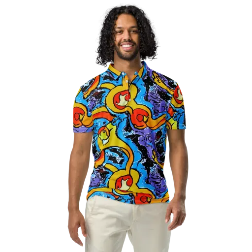 Electric Riddle on a Men's Slim Fit Polo Shirt