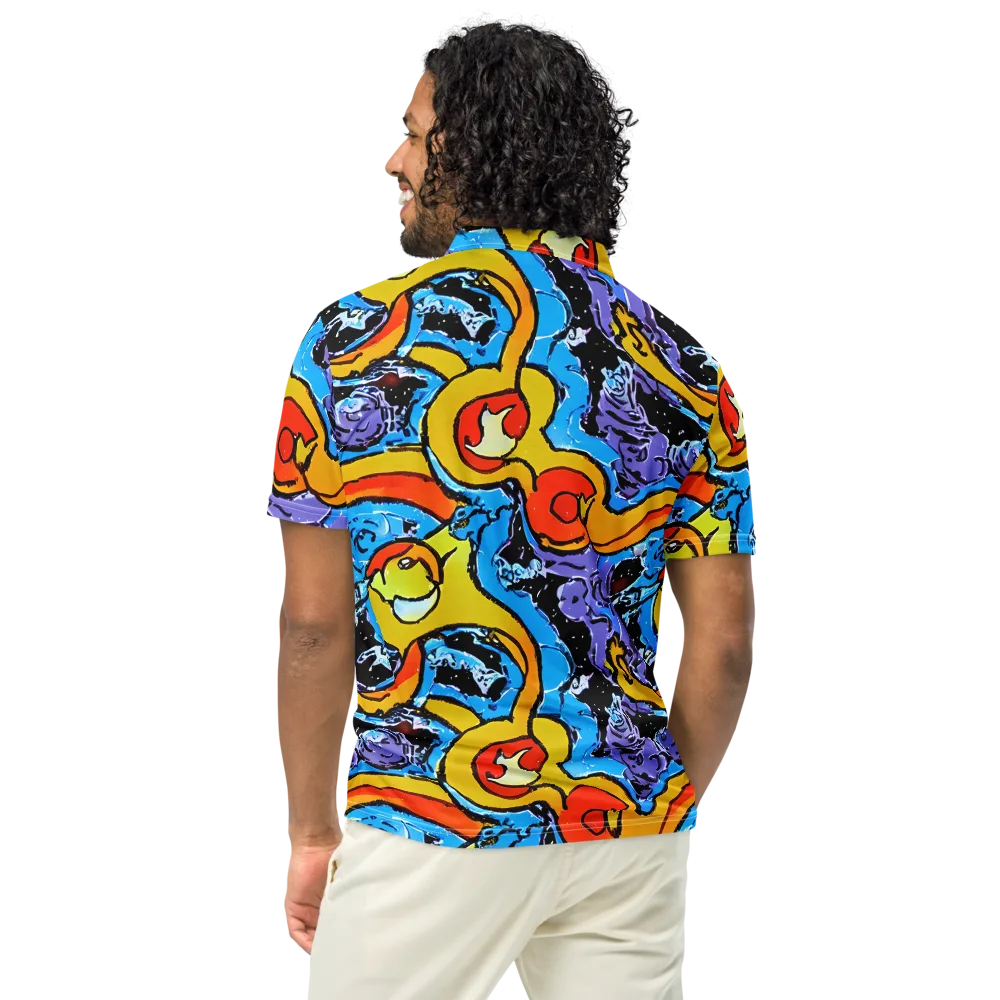 Electric Riddle on Men's Slim Fit Polo Shirt — Back