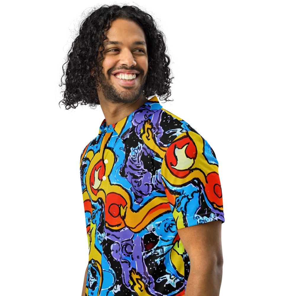 Electric Riddle on Men's Slim Fit Polo Shirt — Left Front