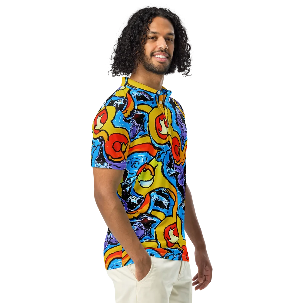 Electric Riddle on Men's Slim Fit Polo Shirt — Right Front