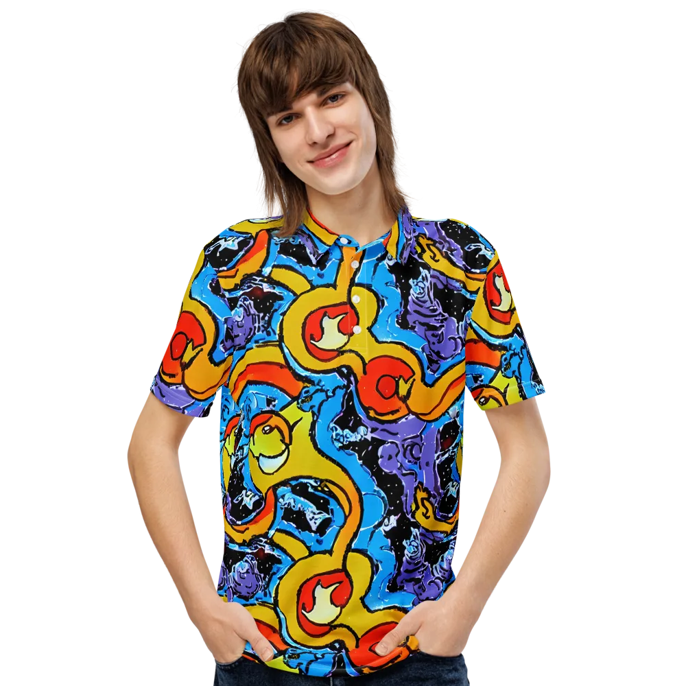 Electric Riddle on Men's Slim Fit Polo Shirt — Front