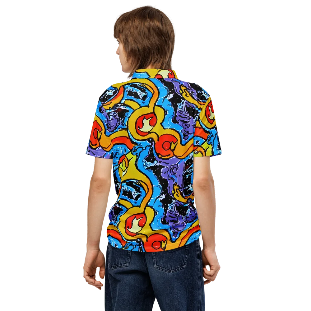 Electric Riddle on Men's Slim Fit Polo Shirt — Back
