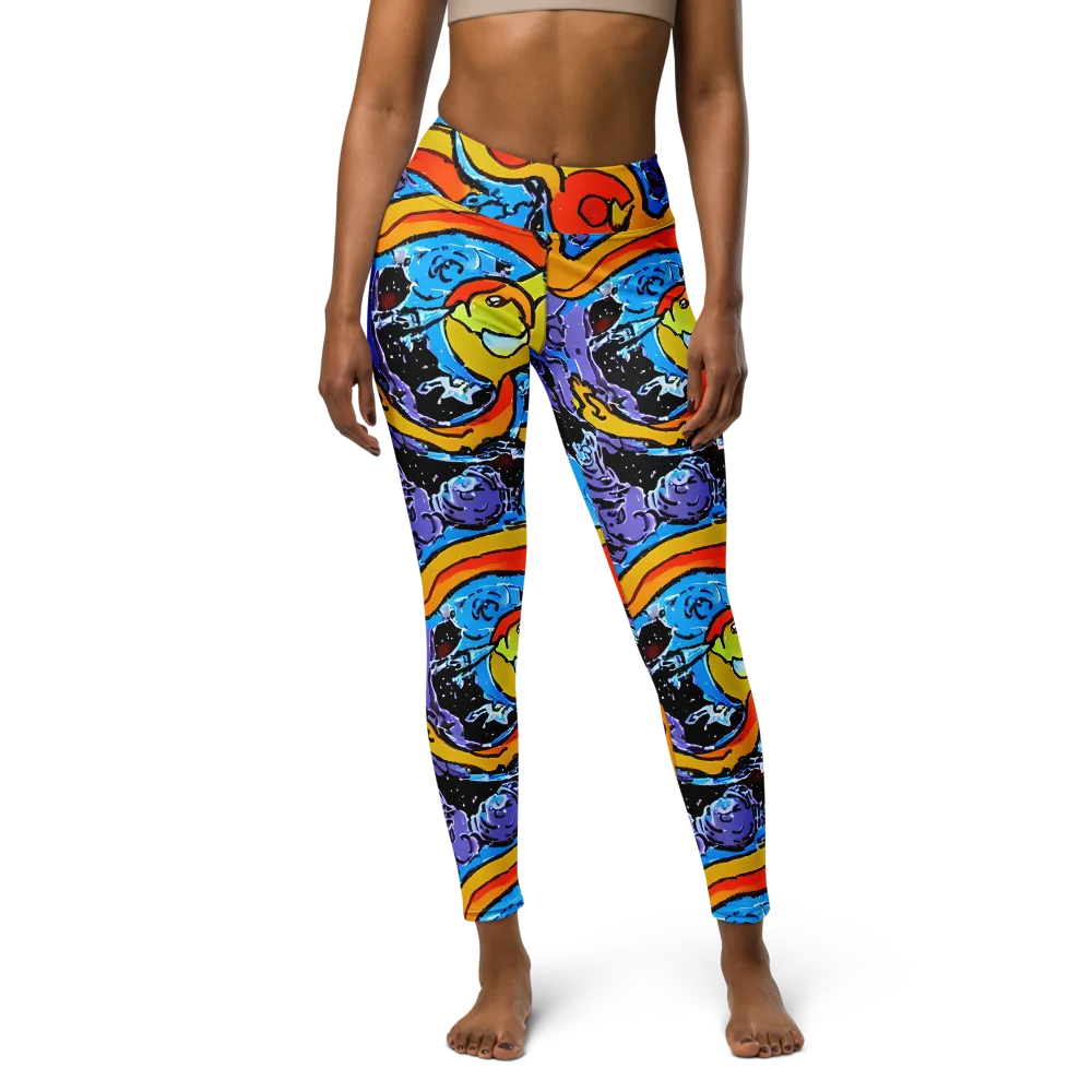 Electric Riddle on Yoga Leggings — Front