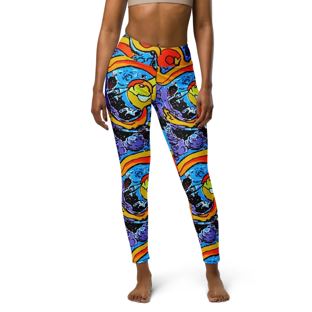Electric Riddle on Yoga Leggings — Front