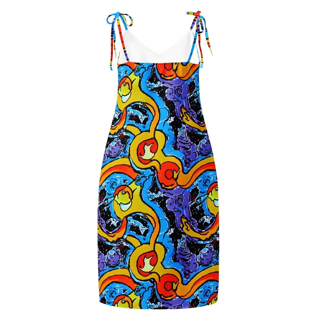 Electric Riddle on Slip Dress — Back