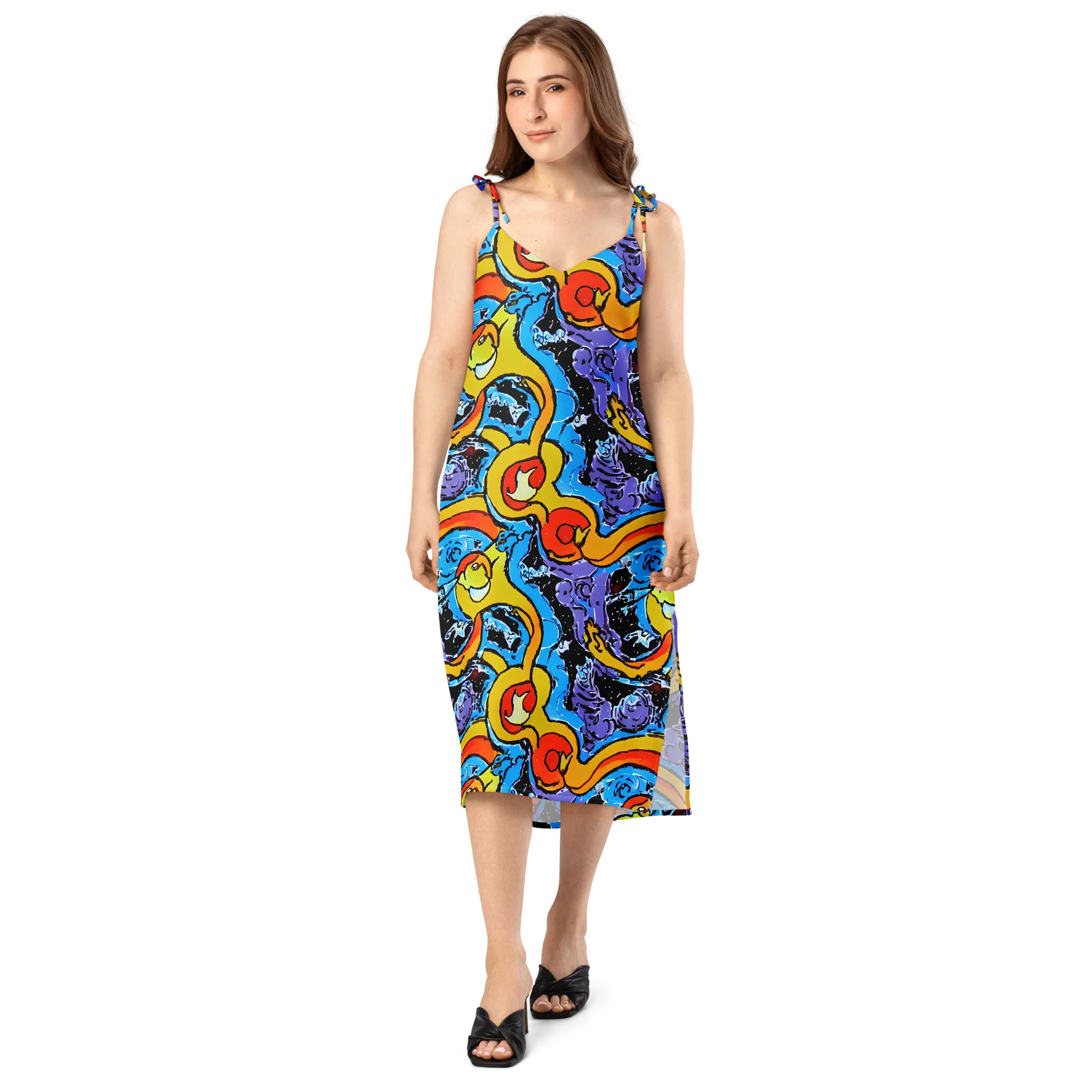 Electric Riddle on Slip Dress — Front
