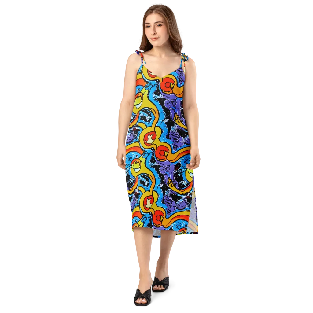 Electric Riddle on Slip Dress — Front