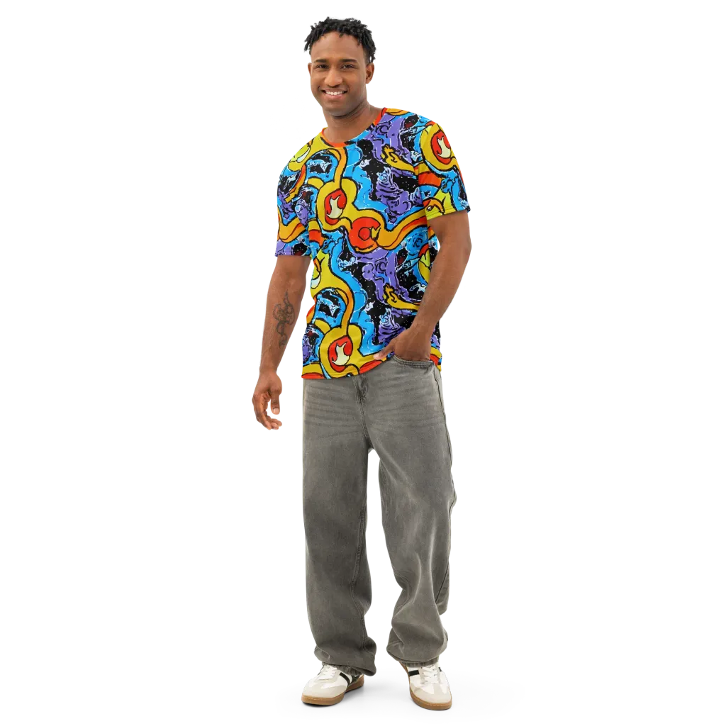 Electric Riddle on Men's Cotton Crew Neck T-Shirt — Front