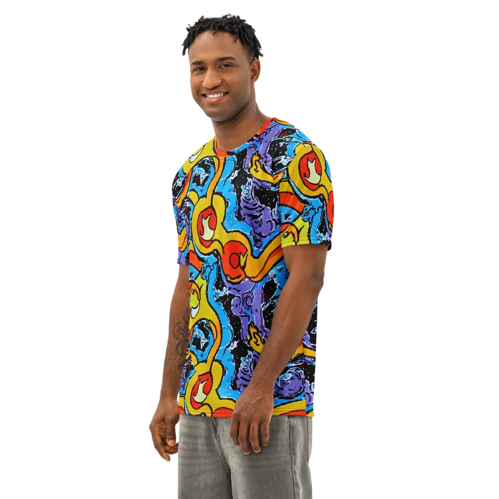 Electric Riddle on Men's Cotton Crew Neck T-Shirt — Left Front