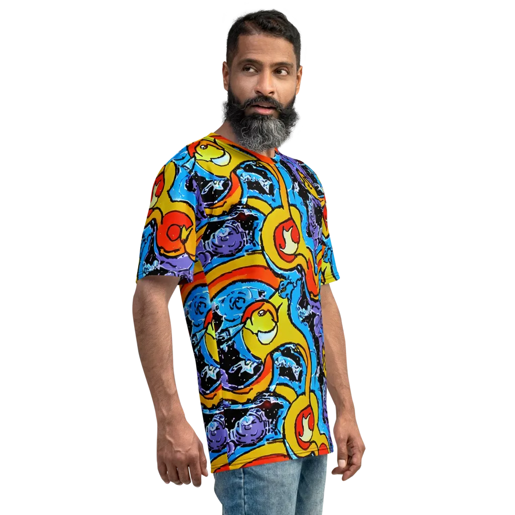Electric Riddle on Men's Crew Neck T-Shirt — Right