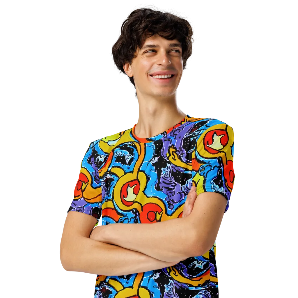 Electric Riddle on Men's Crew Neck T-Shirt — Left Front