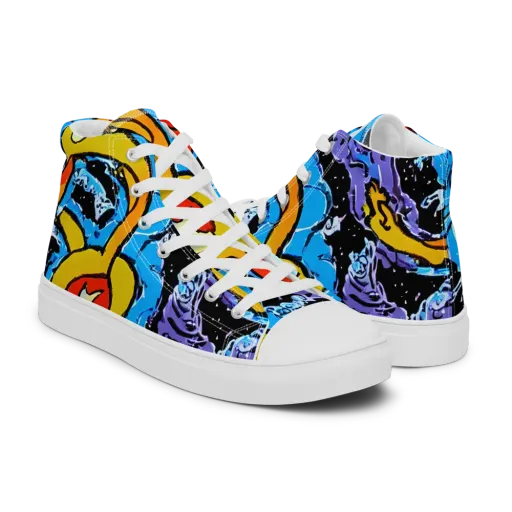 Electric Riddle on a Men's High Top Canvas Shoes
