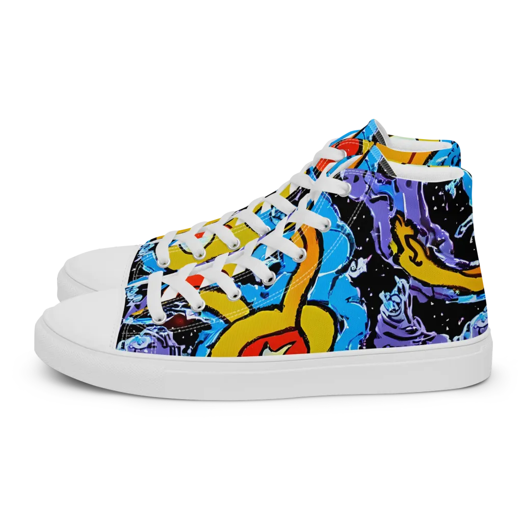 Electric Riddle on Women's High Top Canvas Shoes — Left