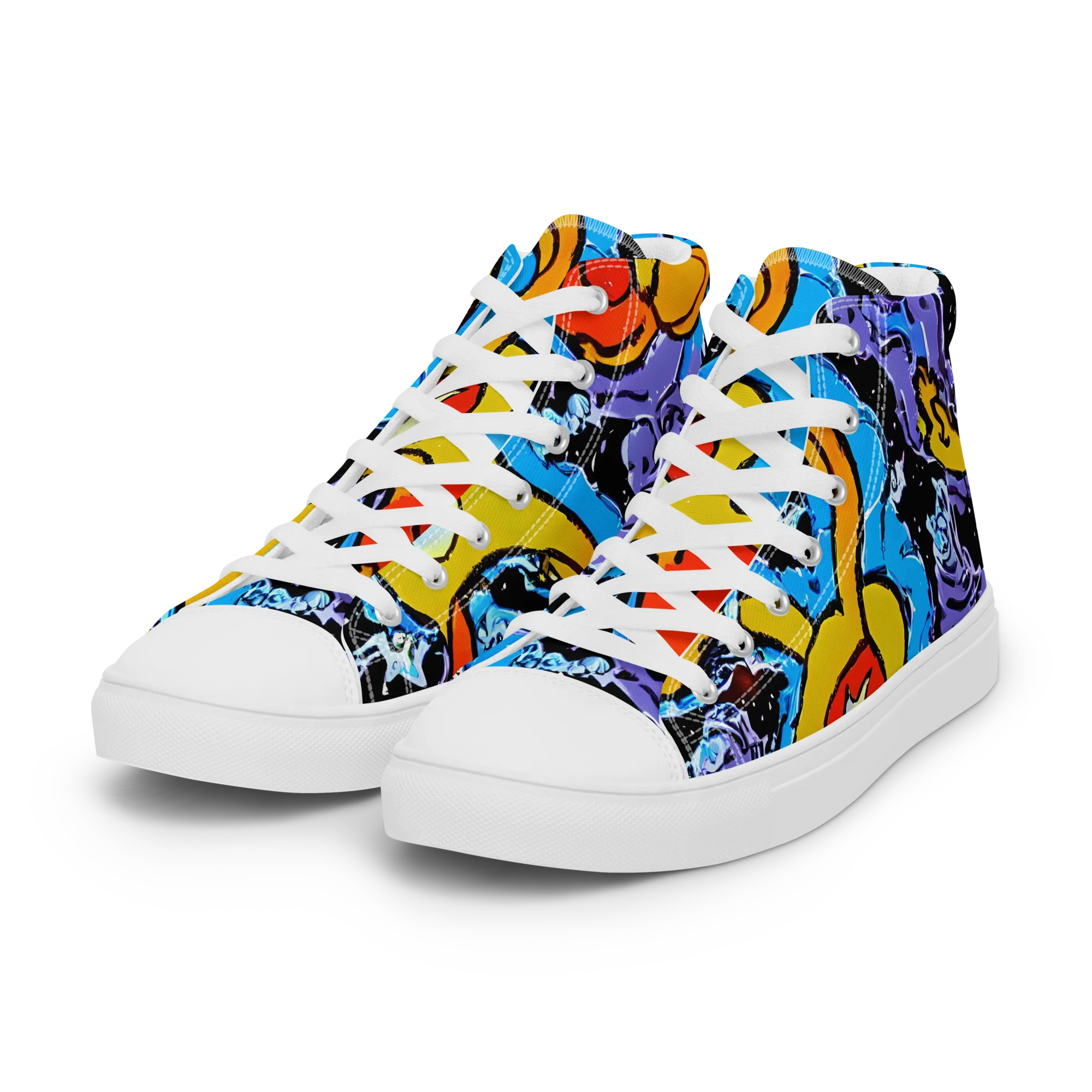 Electric Riddle on Women's High Top Canvas Shoes — Left Front