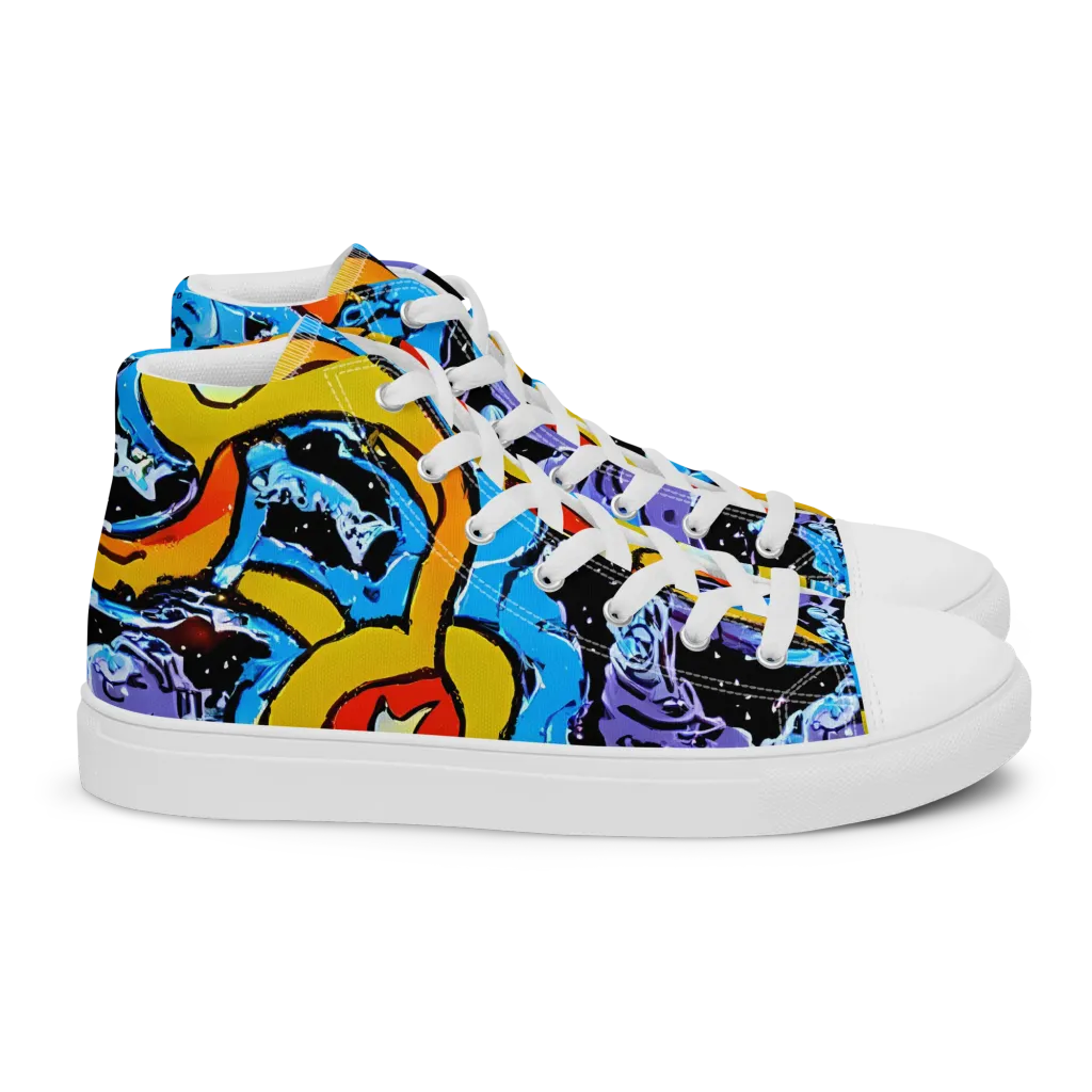 Electric Riddle on Women's High Top Canvas Shoes — Right