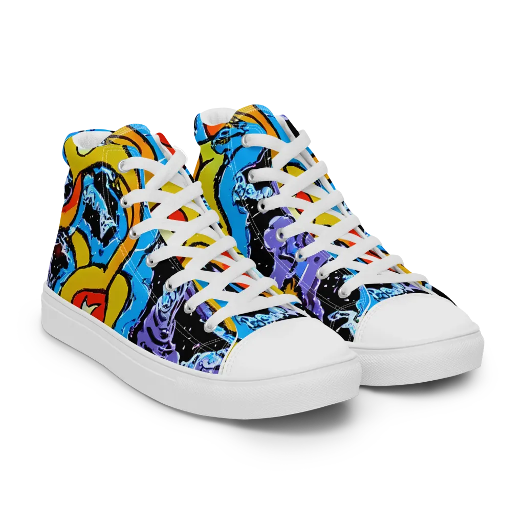 Electric Riddle on Women's High Top Canvas Shoes — Right Front