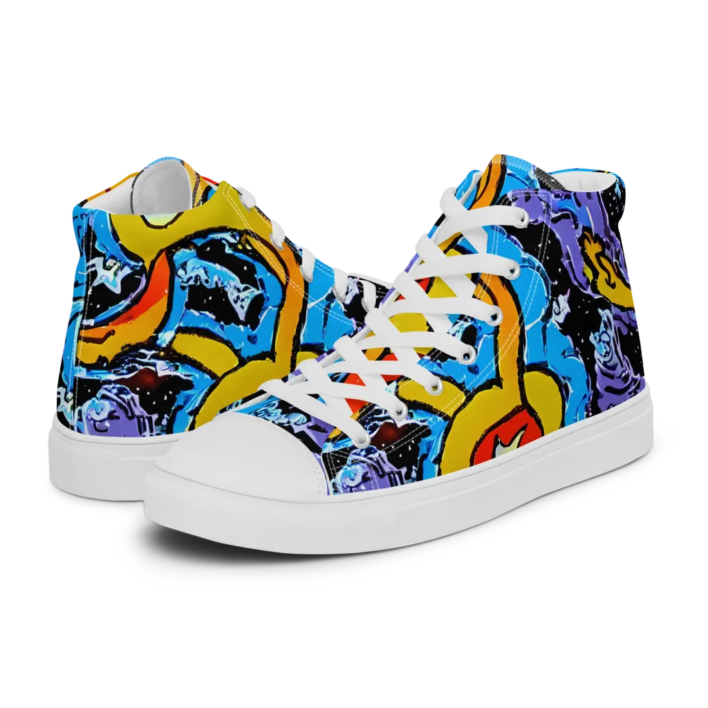 Electric Riddle on Women's High Top Canvas Shoes — Left
