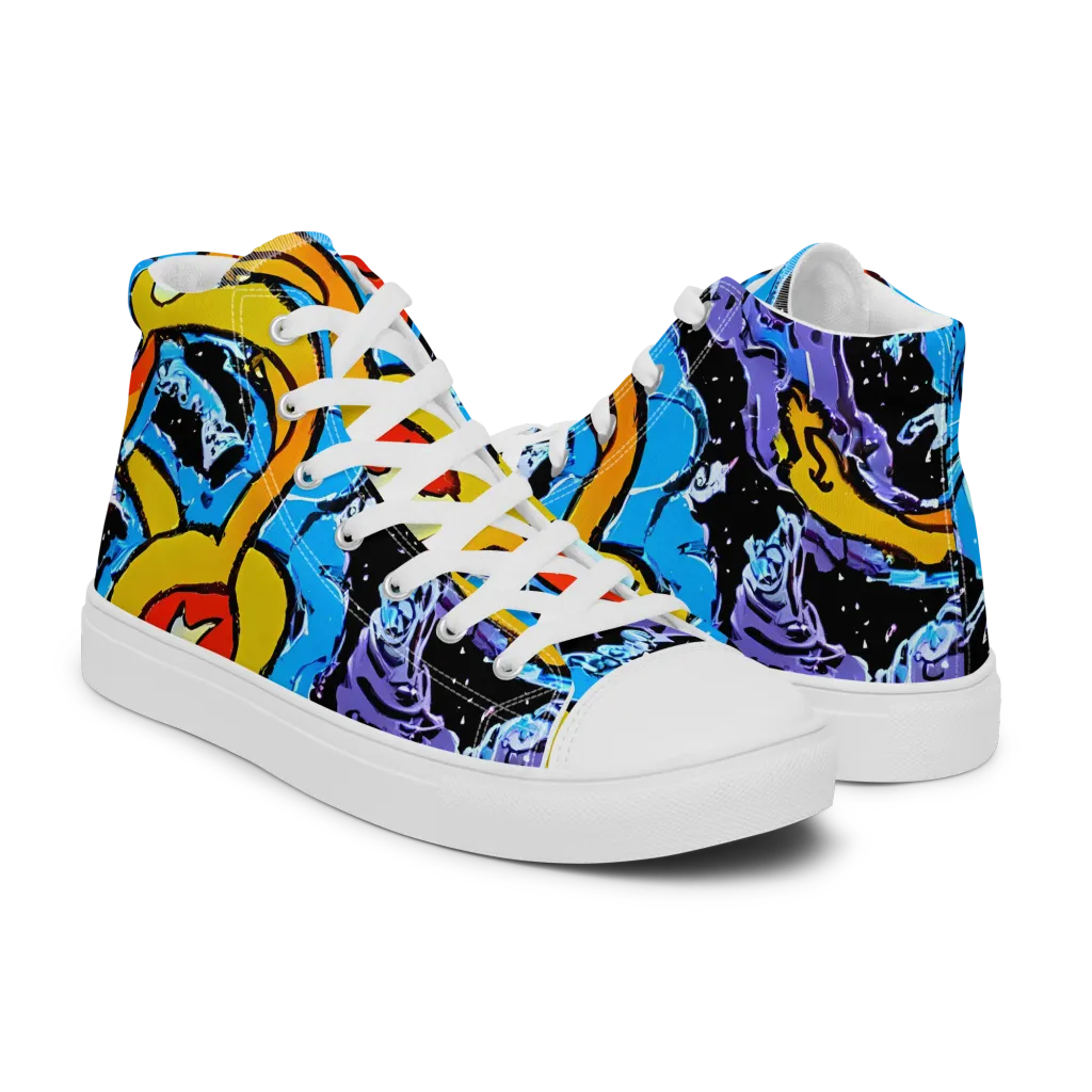 Electric Riddle on Women's High Top Canvas Shoes — Right