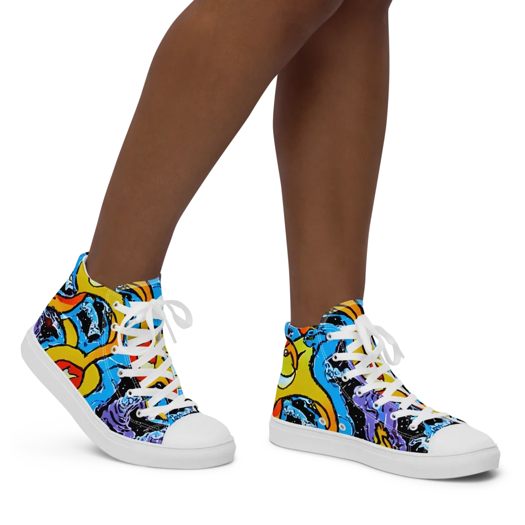 Electric Riddle on Women's High Top Canvas Shoes — Right