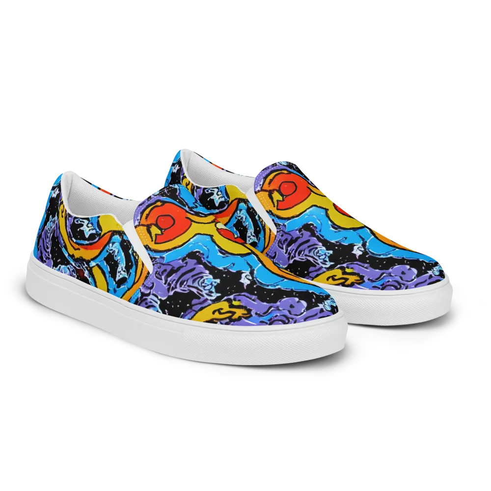 Electric Riddle on Men's Slip-On Canvas Shoes — Right Front