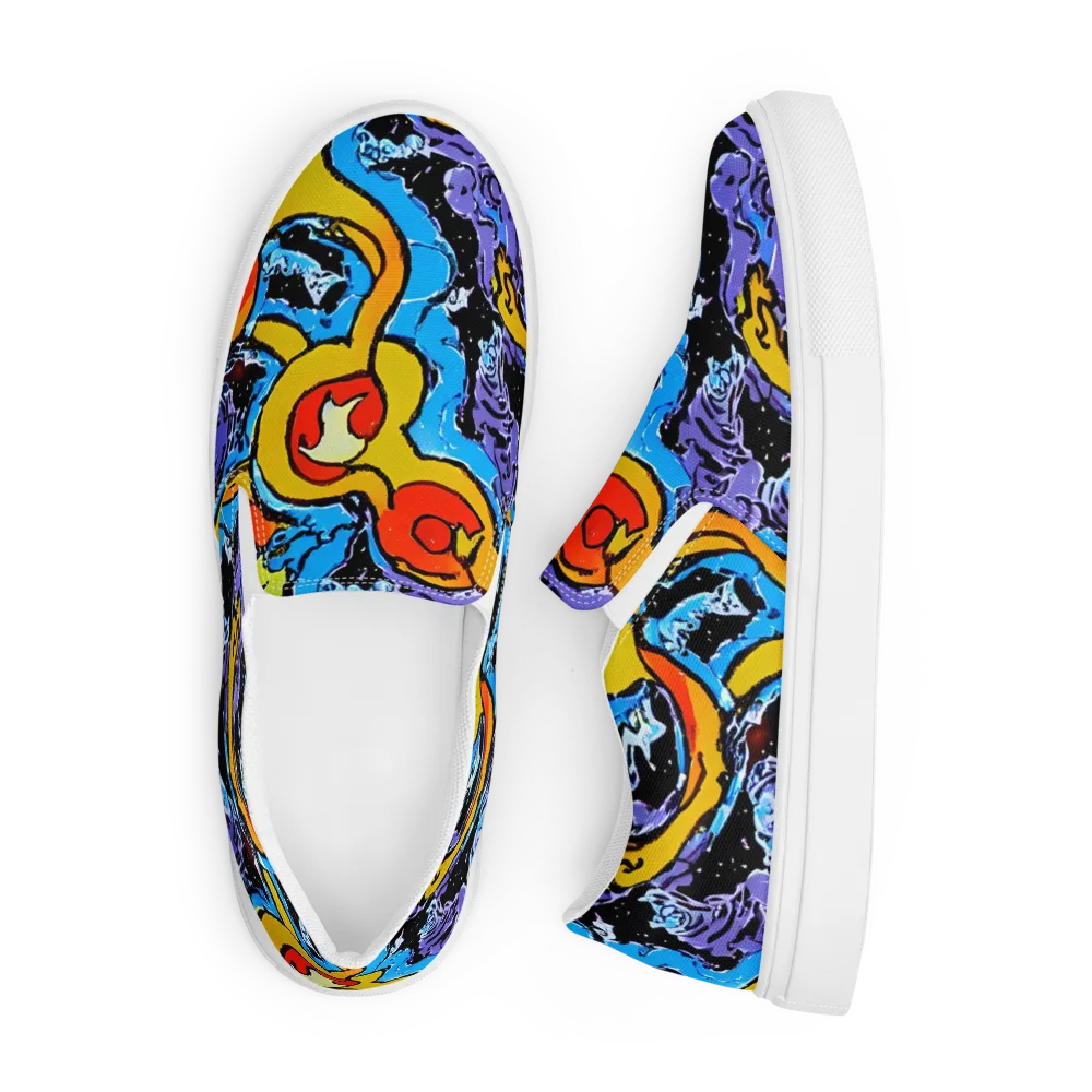Electric Riddle on Men's Slip-On Canvas Shoes — Front