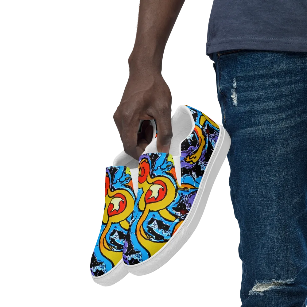 Electric Riddle on Men's Slip-On Canvas Shoes — Left Front