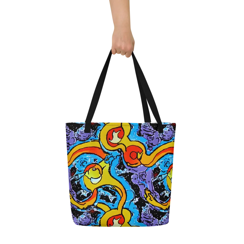 Electric Riddle on Large Tote Bag W/ Pocket — Front