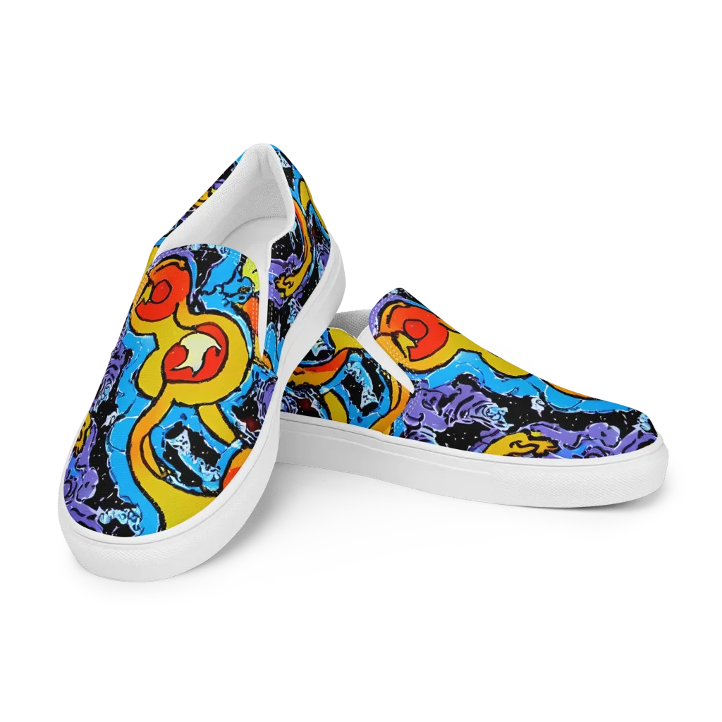 Electric Riddle on Women's Slip-On Canvas Shoes — Left Front