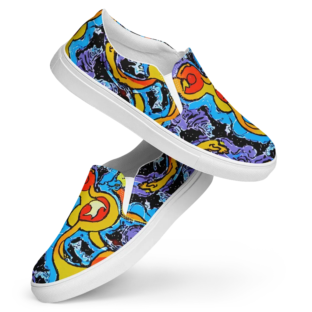 Electric Riddle on Women's Slip-On Canvas Shoes — Front