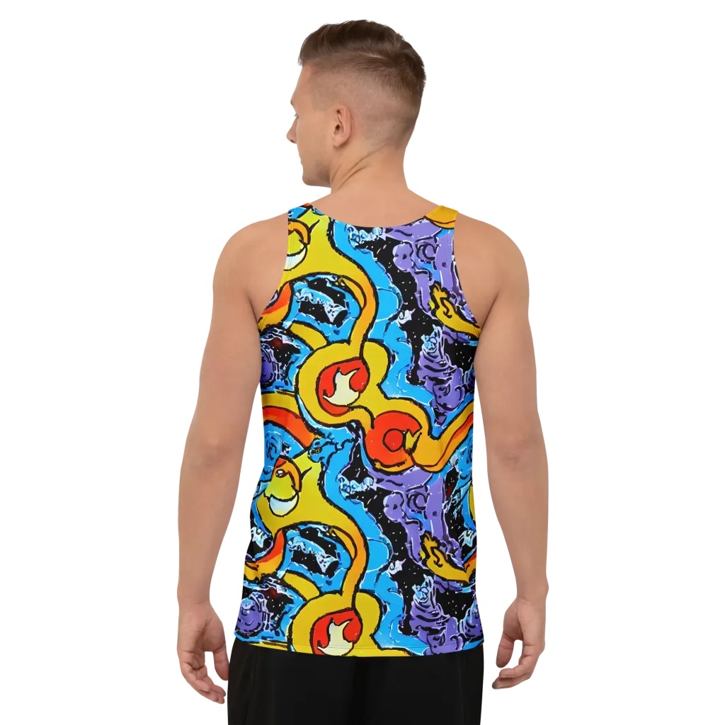 Electric Riddle on Men's Tank Top — Back