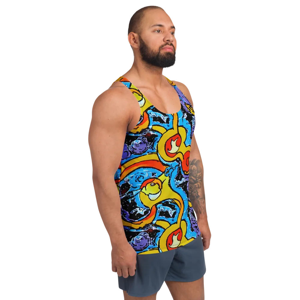 Electric Riddle on Men's Tank Top — Right Front
