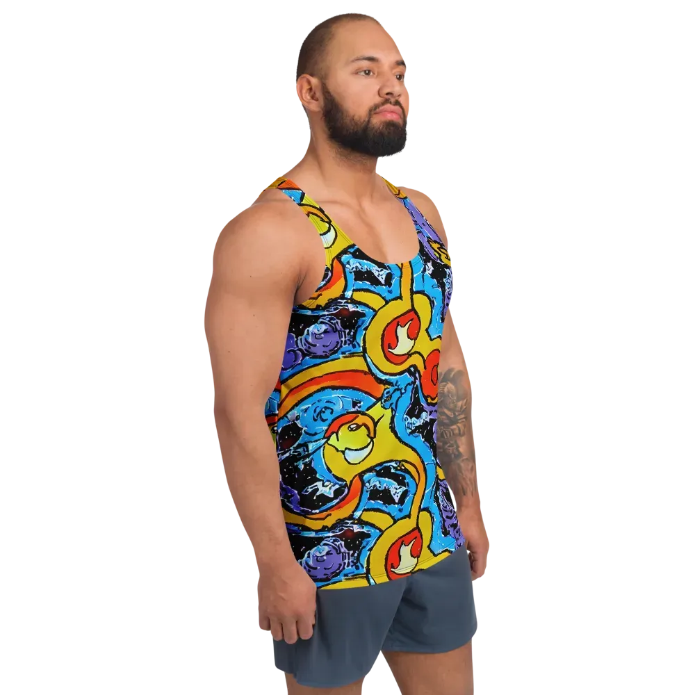 Electric Riddle on Men's Tank Top — Right Front
