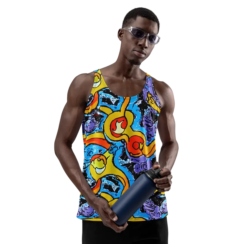 Electric Riddle on Men's Tank Top — Front