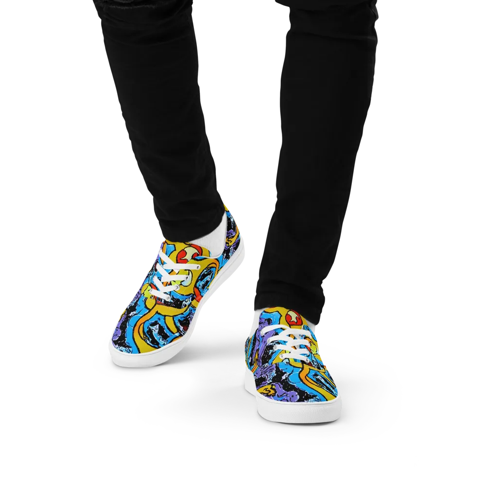 Electric Riddle on Men's Lace-Up Canvas Shoes — Front