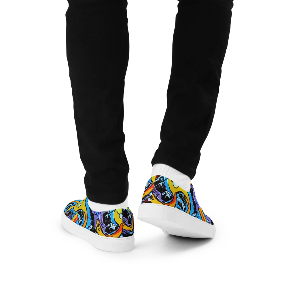 Electric Riddle on Men's Lace-Up Canvas Shoes — Back