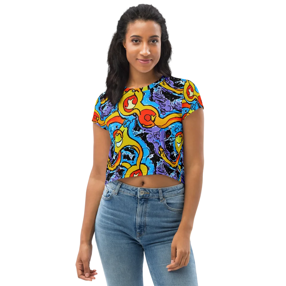 Electric Riddle on Crop Tee — Front