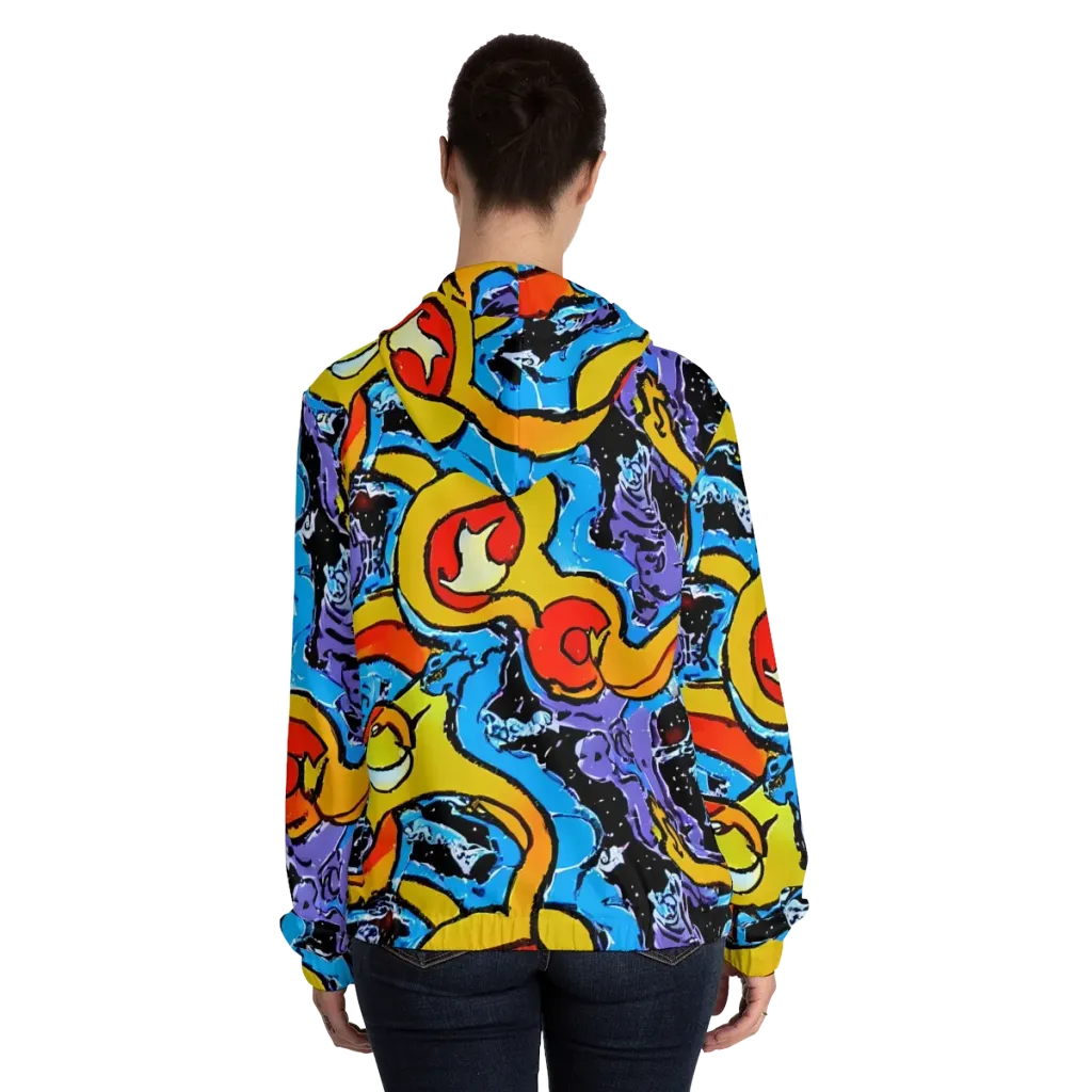 Electric Riddle on Women's Full-Zip Hoodie — Back On Person