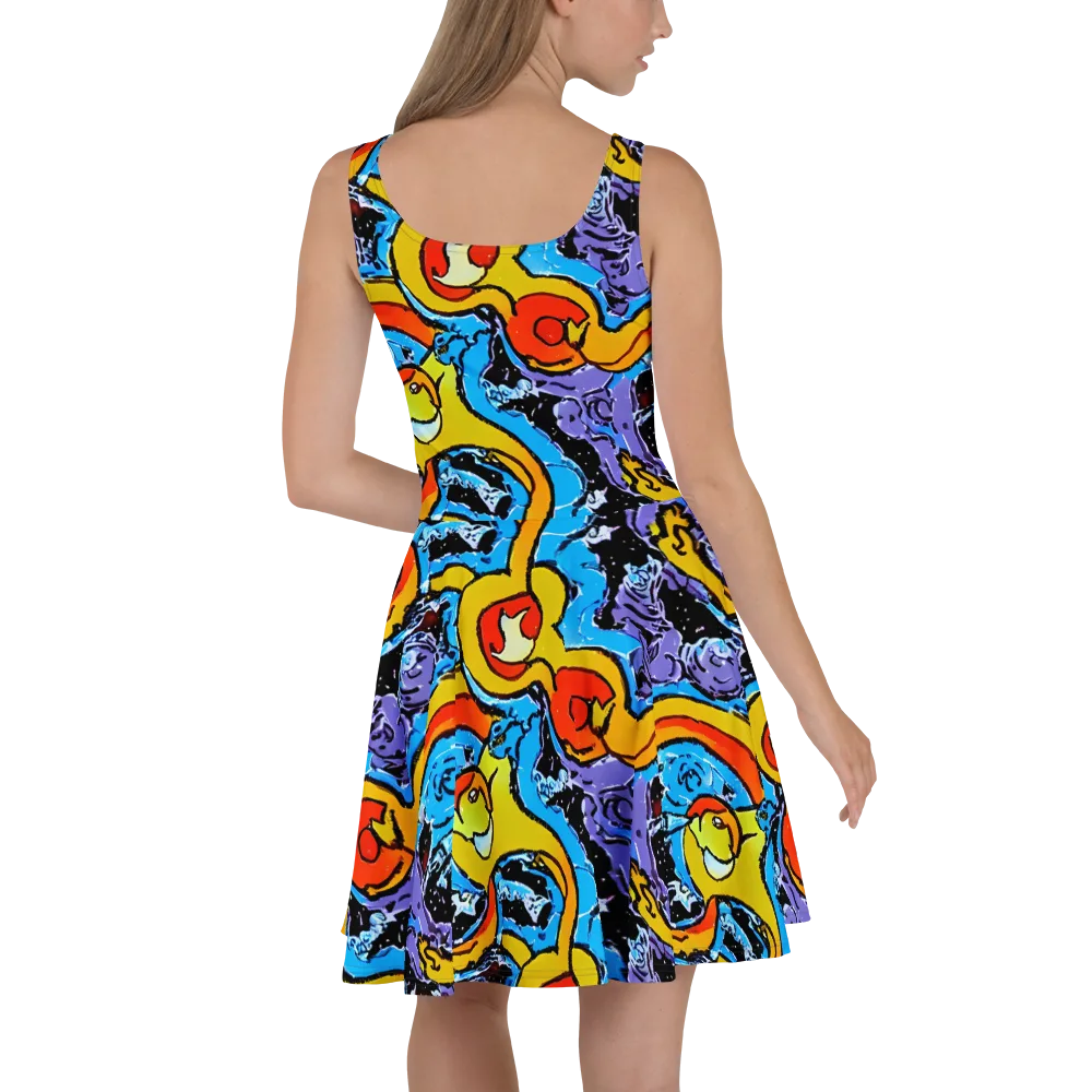 Electric Riddle on Skater Dress — Back