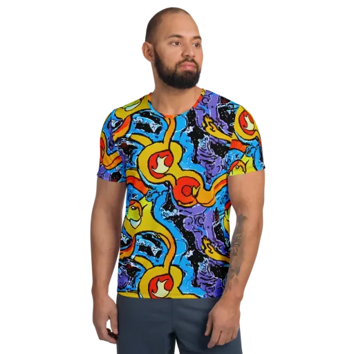 Electric Riddle on a Men's Athletic T-Shirt