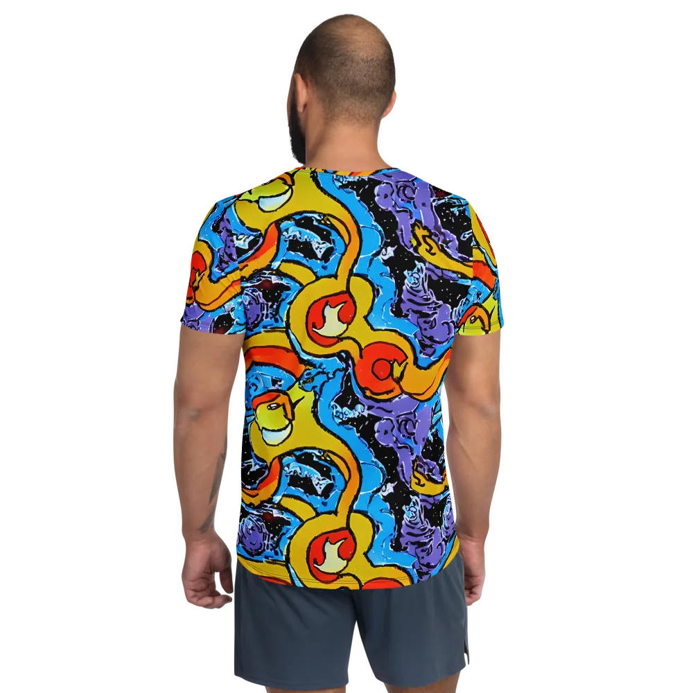 Electric Riddle on Men's Athletic T-Shirt — Back