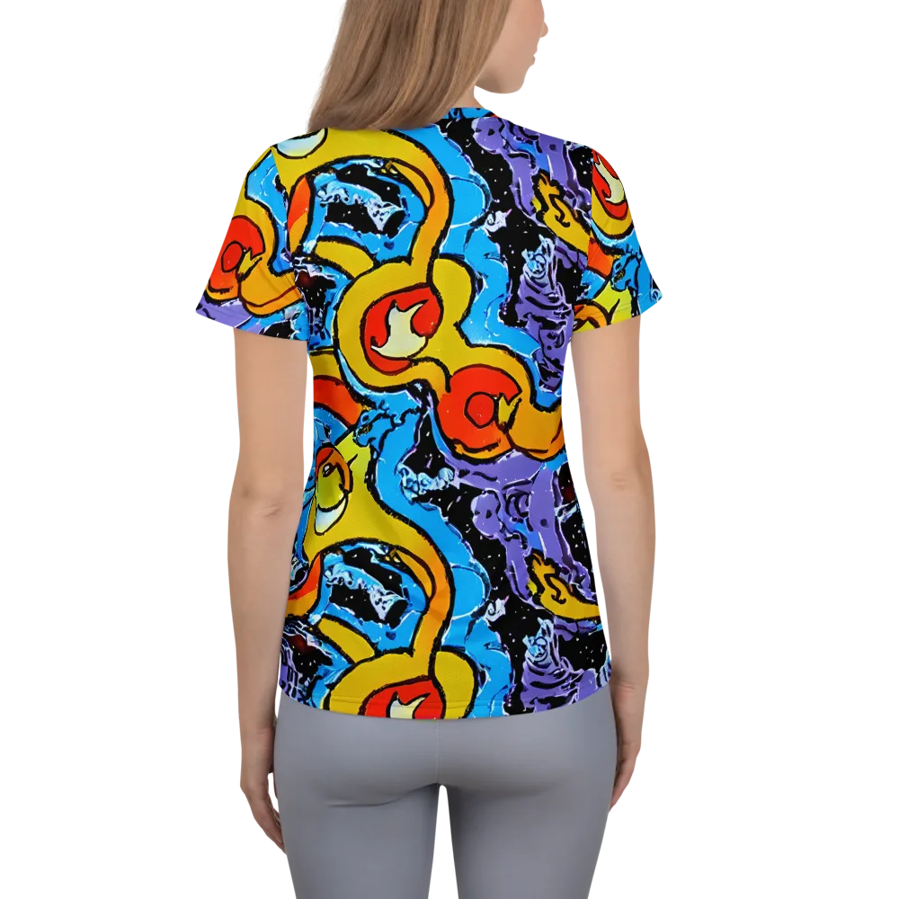 Electric Riddle on Women's Athletic T-Shirt — Back
