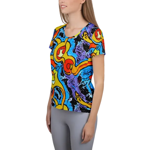 Electric Riddle on a Women's Athletic T-Shirt